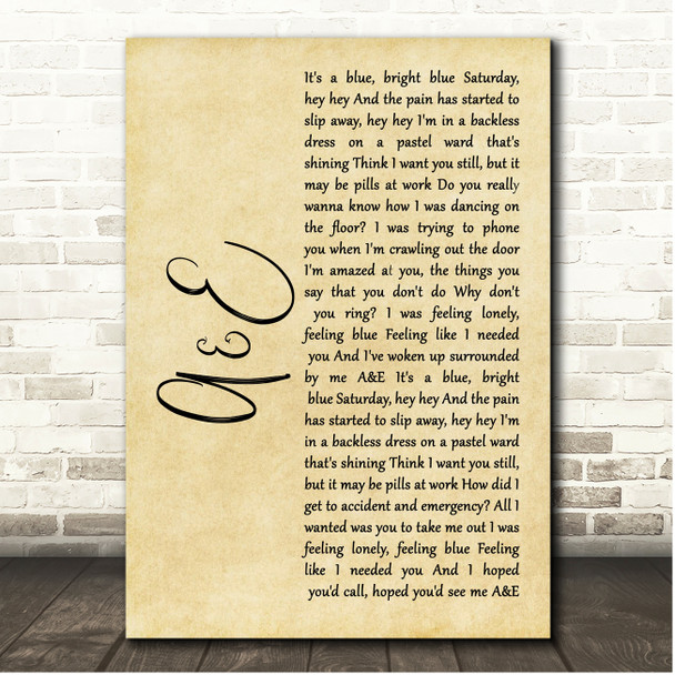 Goldfrapp A&E Rustic Script Song Lyric Print