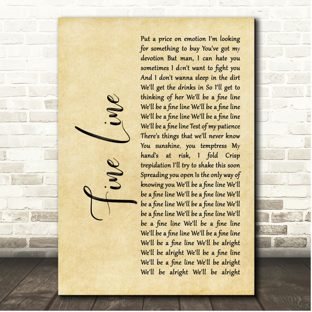 Harry Styles Fine Line Rustic Script Song Lyric Print