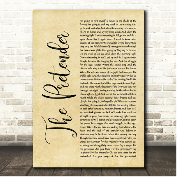 Jackson Browne The Pretender Rustic Script Song Lyric Print