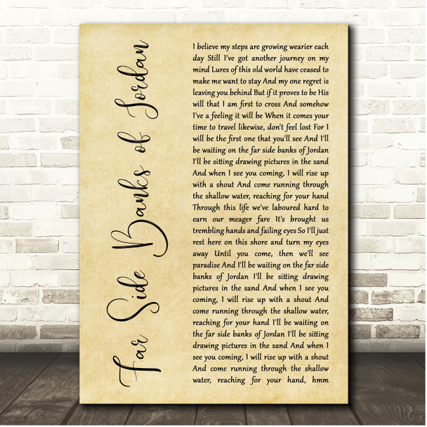 Johnny Cash Featuring June Carter Cash Far Side Banks of Jordan Rustic Script Song Lyric Print