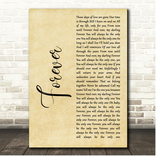 Mariah Carey Forever Rustic Script Song Lyric Print