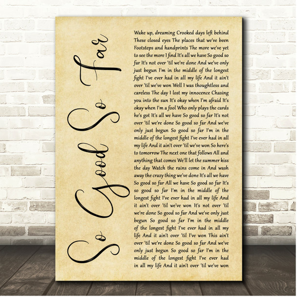 O.A.R. So Good So Far Rustic Script Song Lyric Print