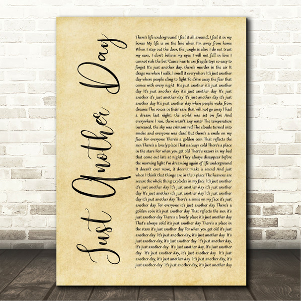 Oingo Boingo Just Another Day Rustic Script Song Lyric Print