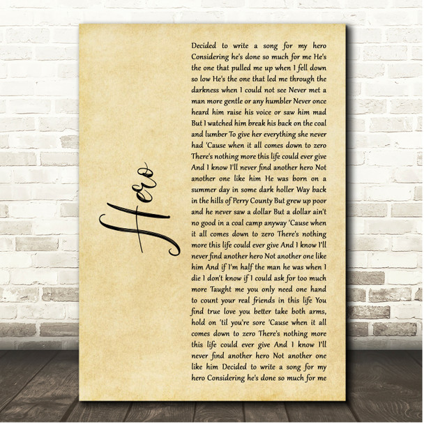 Sturgill Simpson Hero Rustic Script Song Lyric Print
