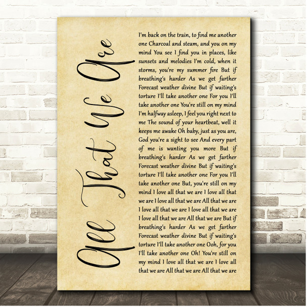 Blue October All That We Are Rustic Script Song Lyric Print