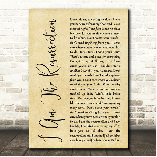 The Stone Roses I Am The Resurrection Rustic Script Song Lyric Print
