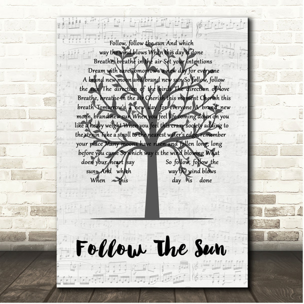 Xavier Rudd Follow The Sun Music Script Tree Song Lyric Print