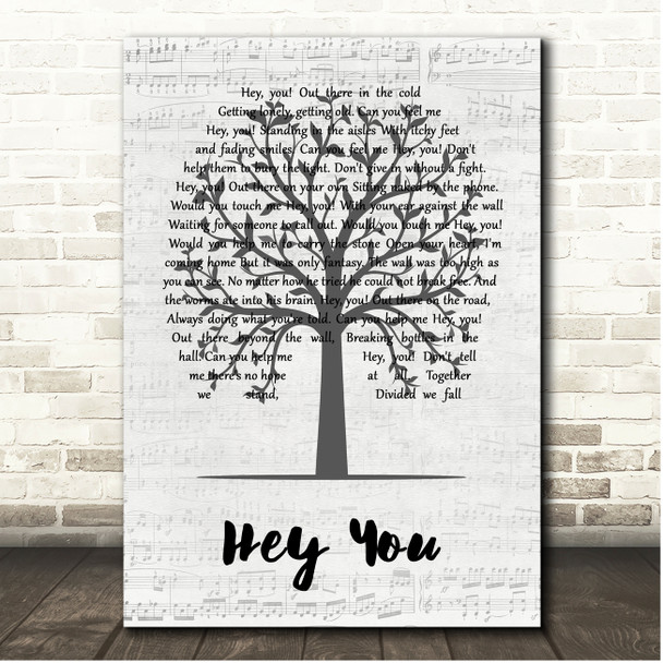 Pink Floyd Hey You Music Script Tree Song Lyric Print
