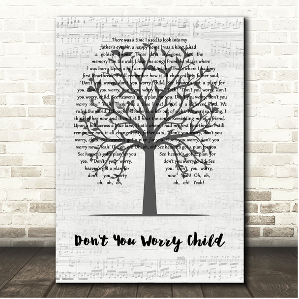Swedish House Mafia Don't You Worry Child Music Script Tree Song Lyric Print