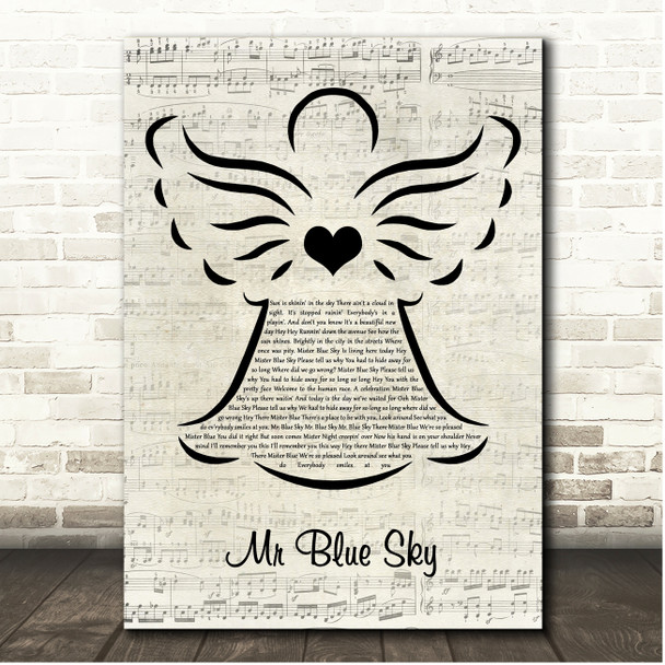 ELO Mr Blue Sky Music Script Angel Song Lyric Print