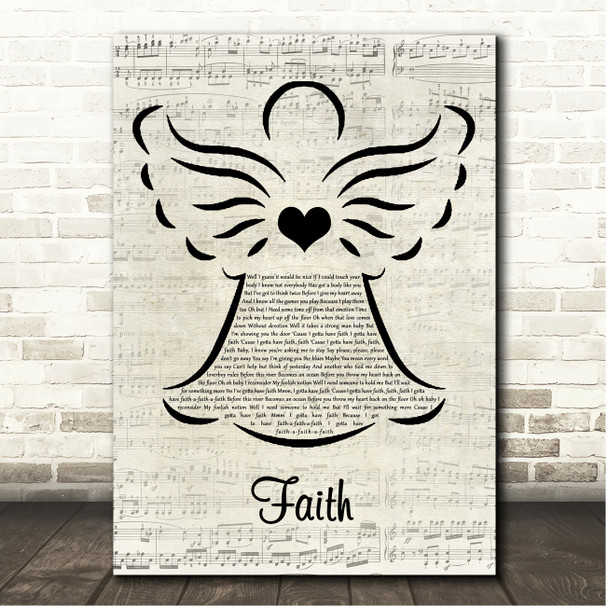 George Michael Faith Music Script Angel Song Lyric Print