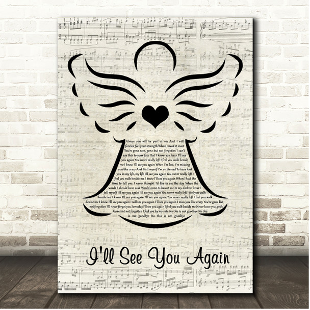 Westlife I'll See You Again Music Script Angel Song Lyric Print