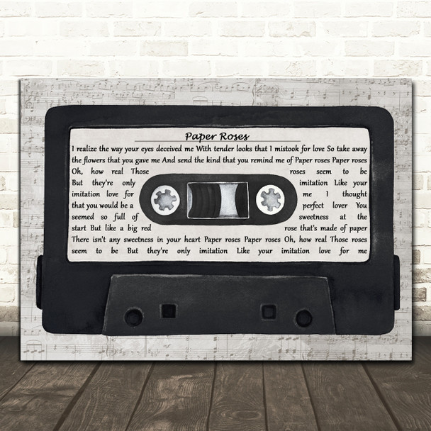 Marie Osmond Paper Roses Music Script Cassette Tape Song Lyric Print