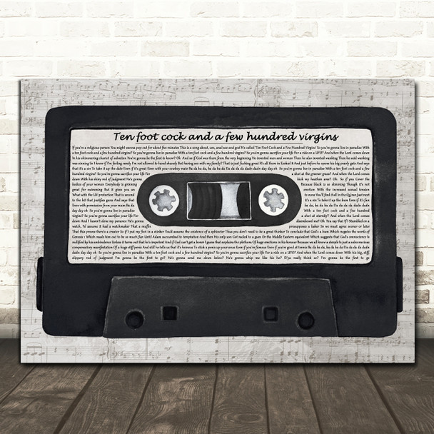 Tim Minchin Ten Foot Cock and a Few Hundred Virgins Music Script Cassette Tape Song Lyric Print