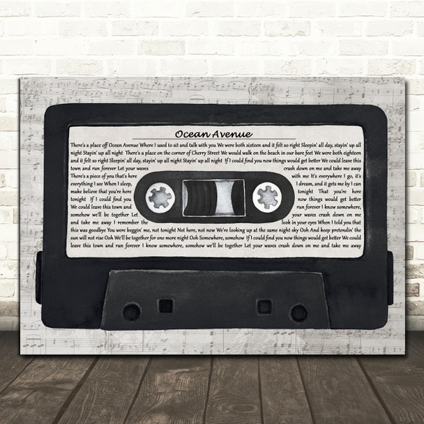 Yellowcard Ocean Avenue Music Script Cassette Tape Song Lyric Print