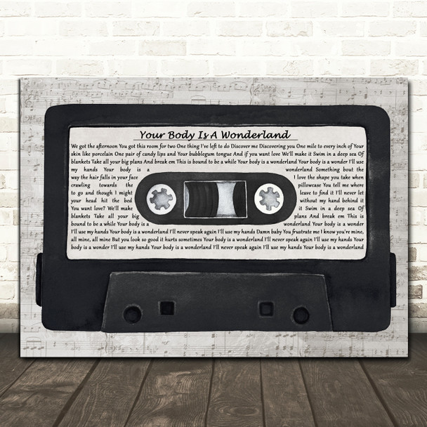 John Mayer Your Body Is A Wonderland Music Script Cassette Tape Song Lyric Print