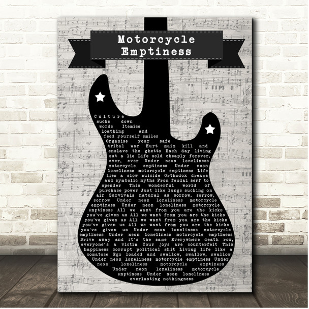 Manic Street Preachers Motorcycle Emptiness Electric Guitar Music Script Song Lyric Print