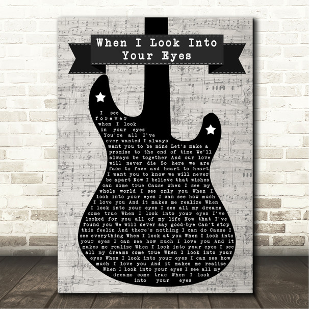 Firehouse When I Look Into Your Eyes Electric Guitar Music Script Song Lyric Print