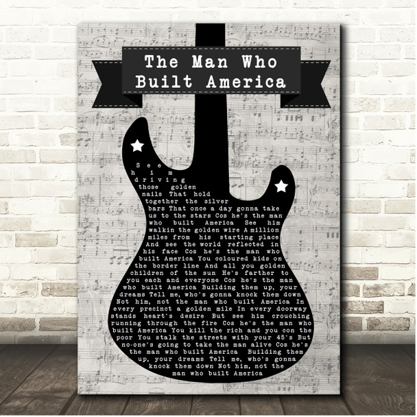 Horslips The Man Who Built America Electric Guitar Music Script Song Lyric Print