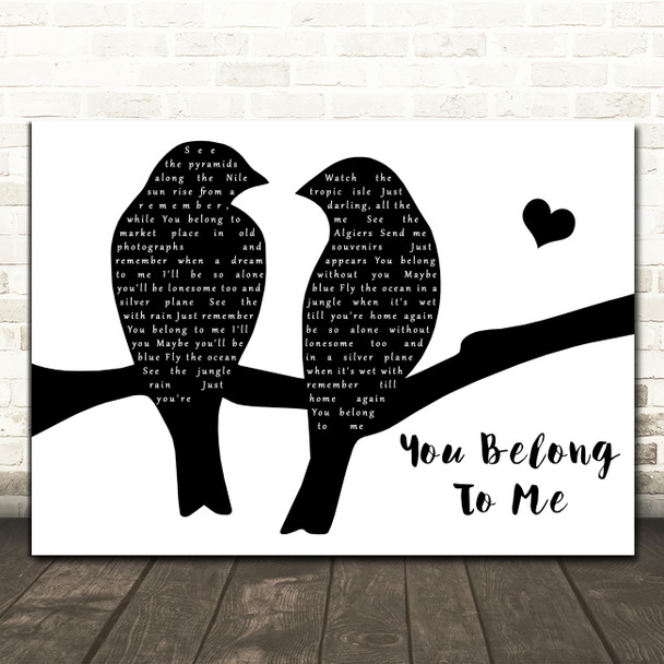 Bob Dylan You Belong To Me Black & White Lovebirds Song Lyric Print