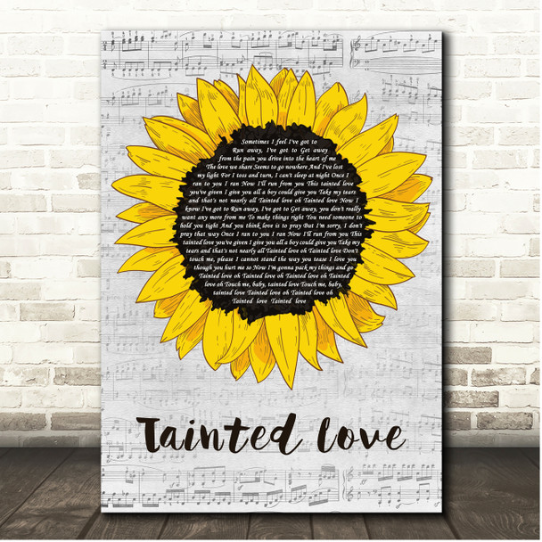 Soft Cell Tainted Love Script Sunflower Song Lyric Print