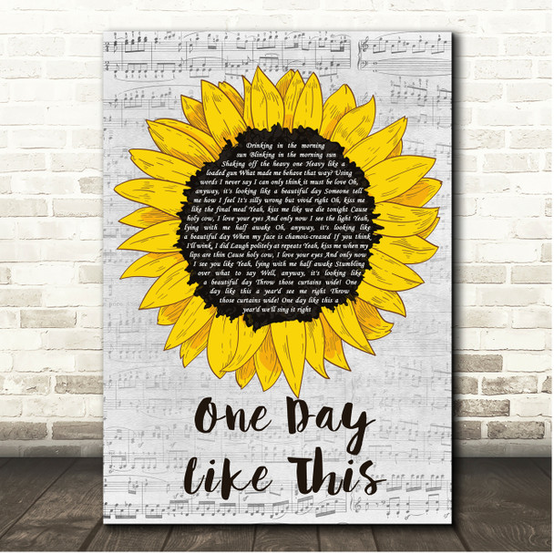 Elbow One Day Like This Script Sunflower Song Lyric Print