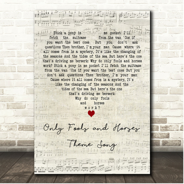John Sullivan Only Fools and Horses Theme Song Script Heart Song Lyric Print