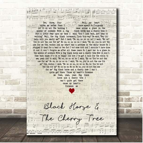 KT Tunstall Black Horse & The Cherry Tree Script Heart Song Lyric Print