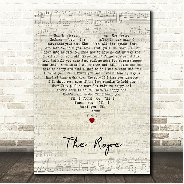 Lane 8 The Rope Script Heart Song Lyric Print