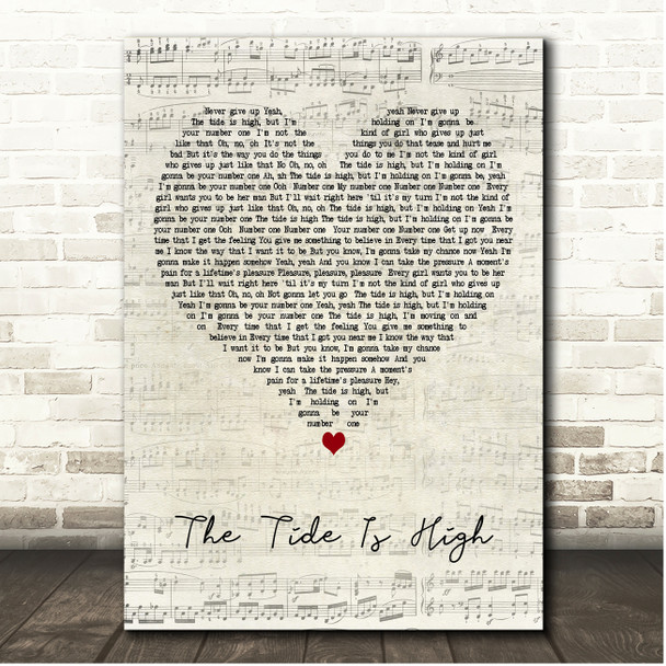 Atomic Kitten The Tide Is High Script Heart Song Lyric Print