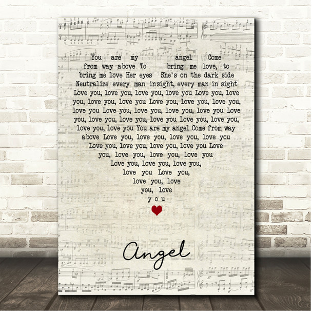 Massive Attack Angel Script Heart Song Lyric Print