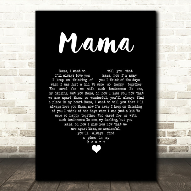 David Whitfield Mama Black Heart Song Lyric Music Art Print