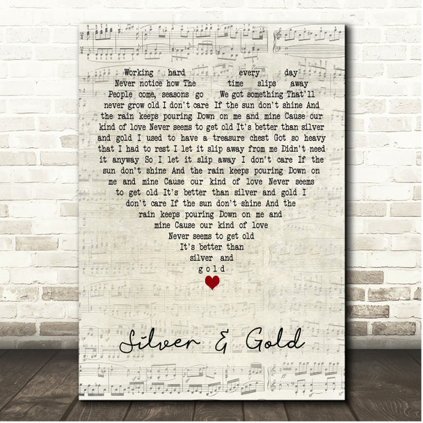 Neil Young Silver & Gold Script Heart Song Lyric Print
