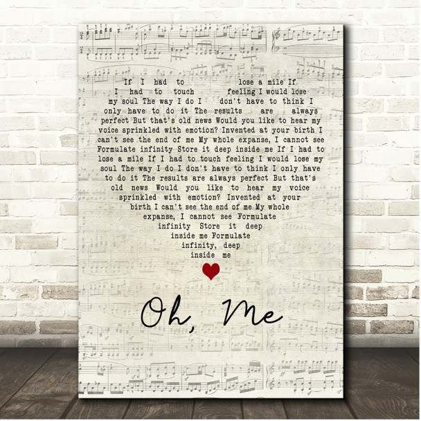 Nirvana Oh, Me Script Heart Song Lyric Print