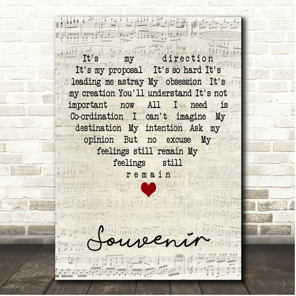 Orchestral Manoeuvres in the Dark Souvenir Script Heart Song Lyric Print