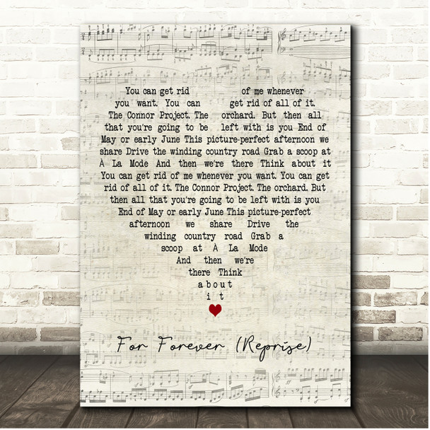 Original Broadway Cast of Dear Evan Hansen For Forever (Reprise) Script Heart Song Lyric Print