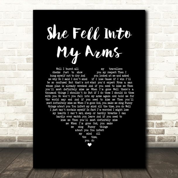 Ed Harcourt She Fell Into My Arms Black Heart Song Lyric Music Art Print