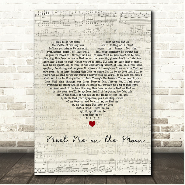 Phyllis Hyman Meet Me on the Moon Script Heart Song Lyric Print