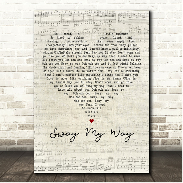 R3HAB & Amy Shark Sway My Way Script Heart Song Lyric Print