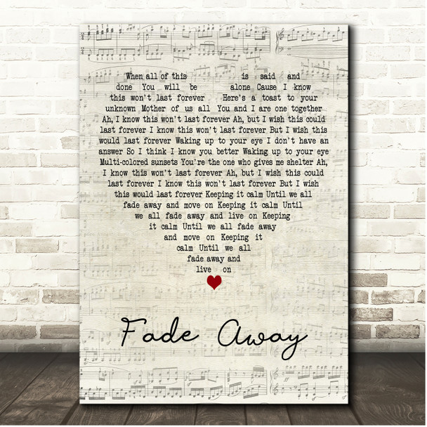 Rebelution Fade Away Script Heart Song Lyric Print