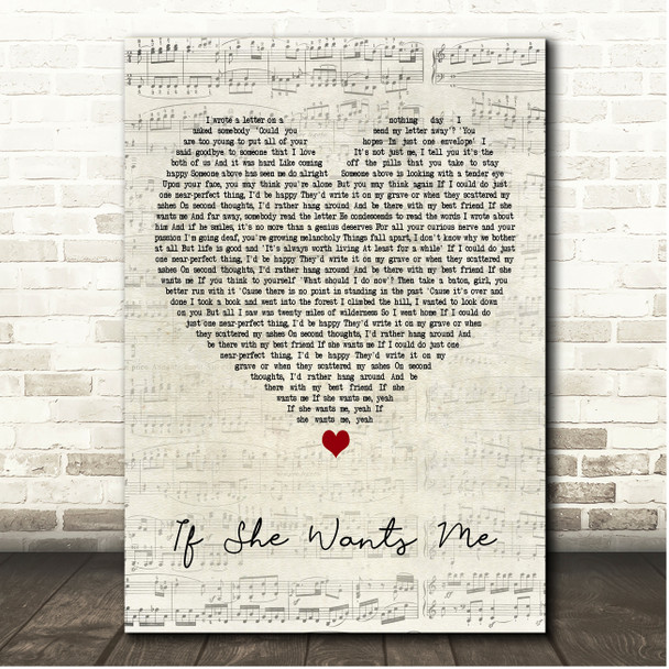 Belle & Sebastian If She Wants Me Script Heart Song Lyric Print