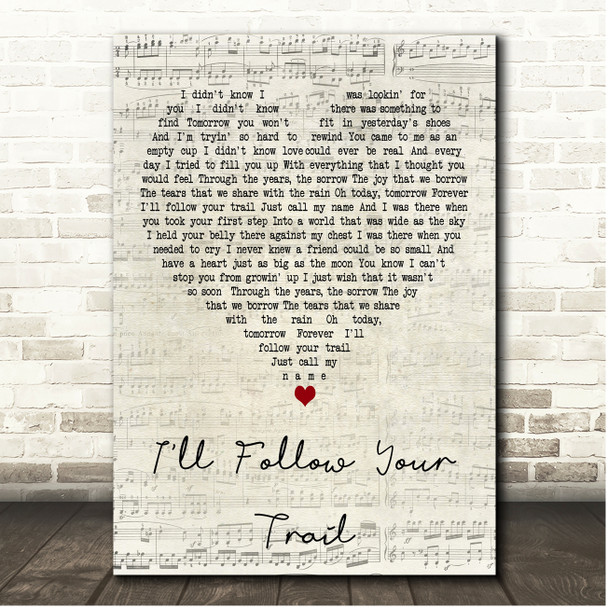Sean Rowe I'll Follow Your Trail Script Heart Song Lyric Print