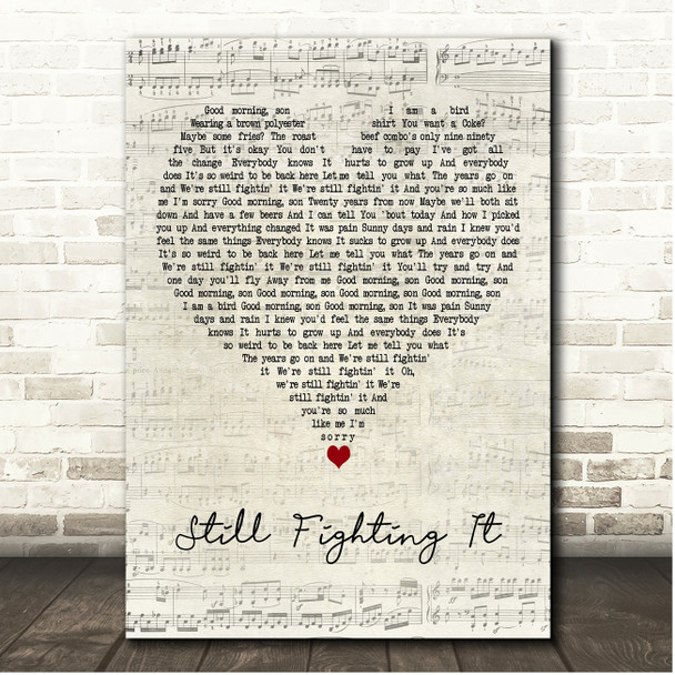 Ben Folds Still Fighting It Script Heart Song Lyric Print