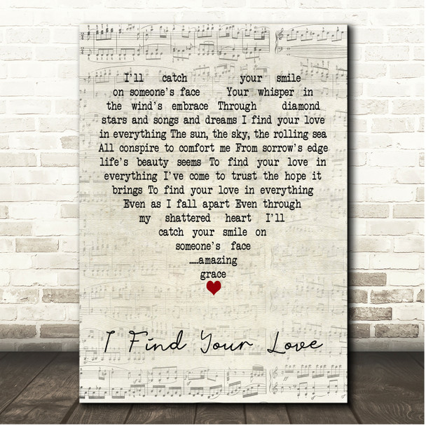 Beth Nielsen Chapman I Find Your Love Script Heart Song Lyric Print