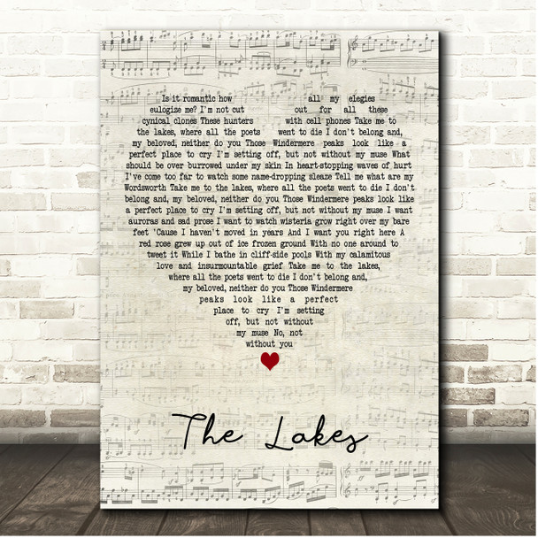 Taylor Swift The Lakes Script Heart Song Lyric Print