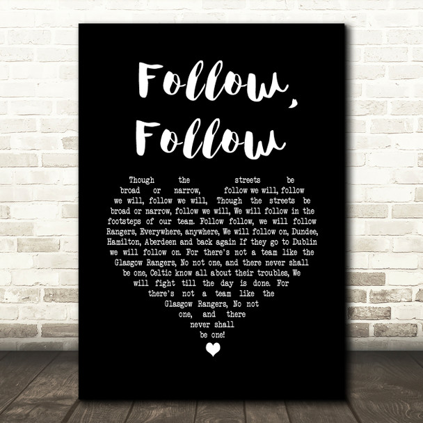 Glasgow Rangers Follow, Follow Black Heart Song Lyric Music Art Print