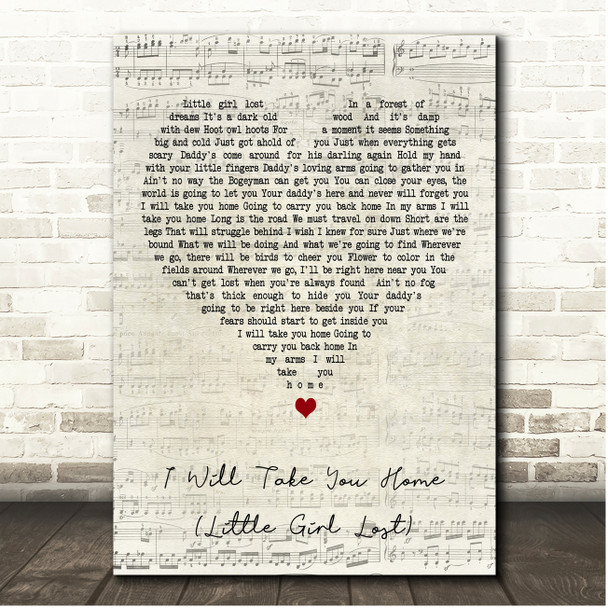 The Grateful Dead I Will Take You Home (Little Girl Lost) Script Heart Song Lyric Print
