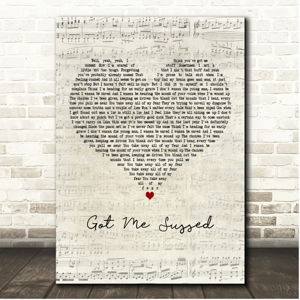 The Twang Got Me Sussed Script Heart Song Lyric Print