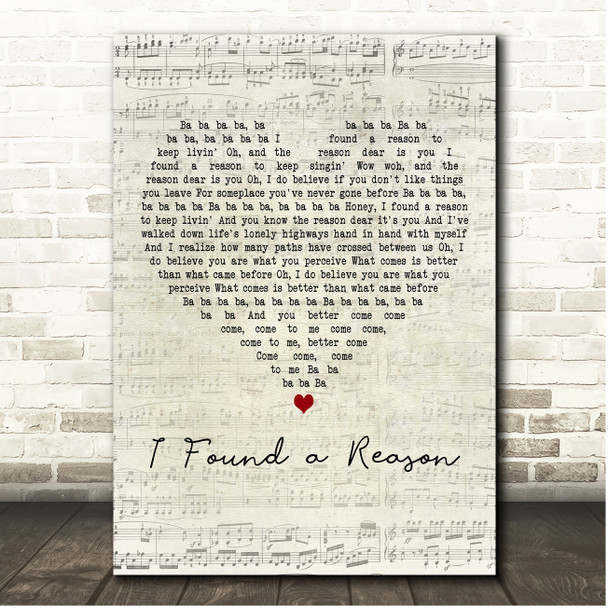 The Velvet Underground I Found a Reason Script Heart Song Lyric Print