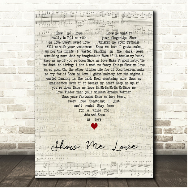 Tove Styrke Show Me Love Script Heart Song Lyric Print
